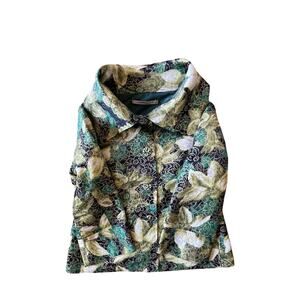 Catherine Jane Vintage Metallic Green Gold Floral Brocade Tapestry Jacket S
